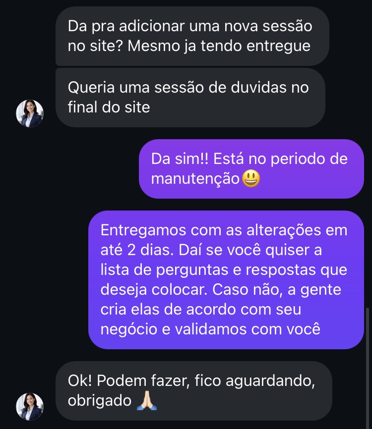 Depoimento WhatsApp Cliente 1